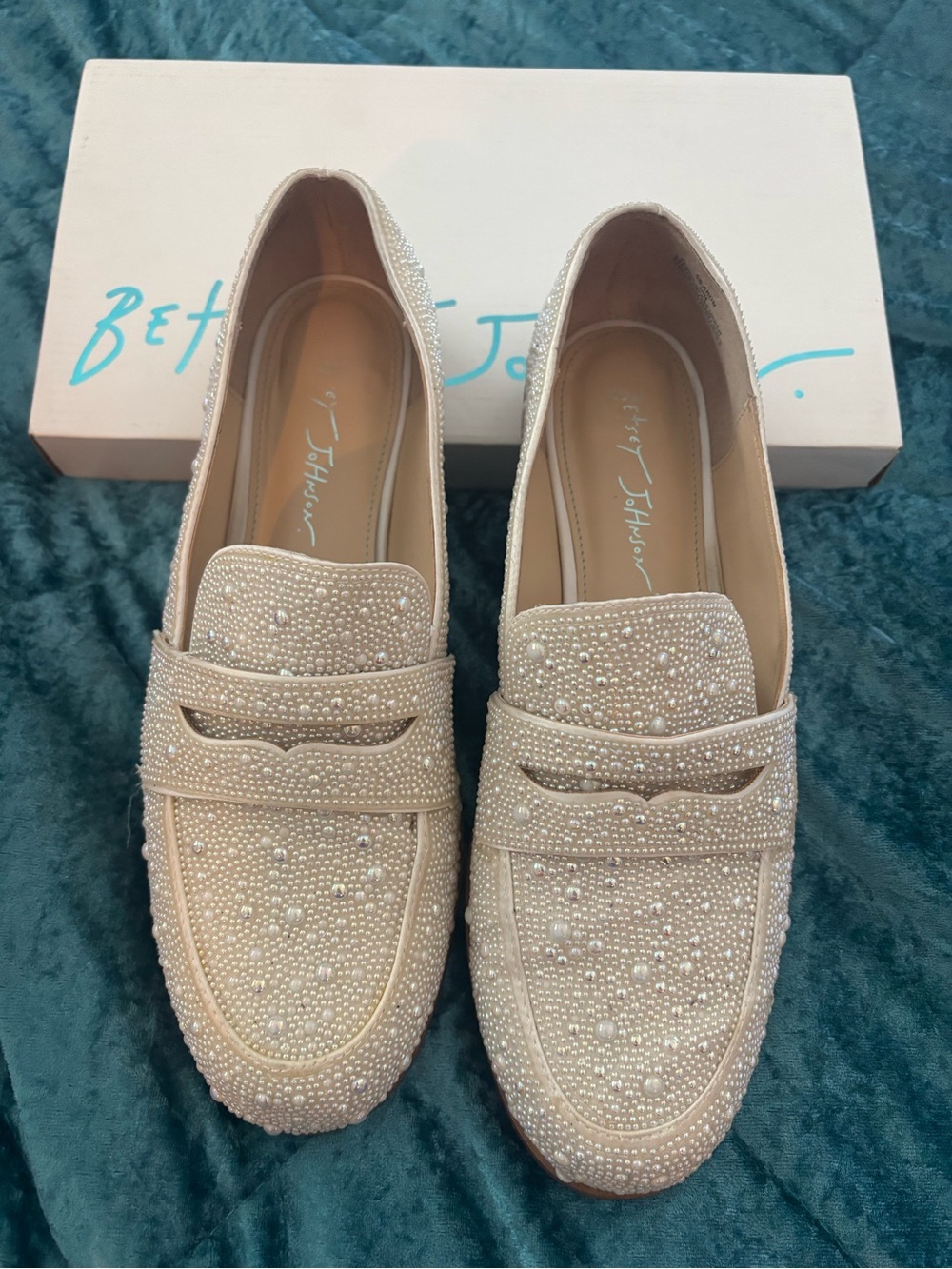 Betsey Johnson Cream Pearl-Embellished Women's Loafers